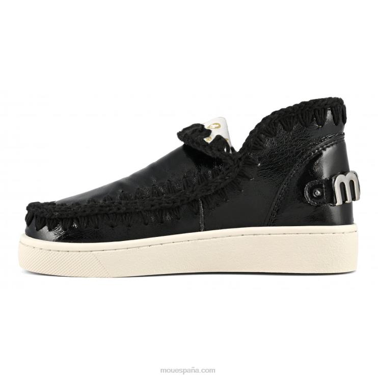 mujer zapatilla esquimal de verano de piel Mou NN6RX56 charol negro