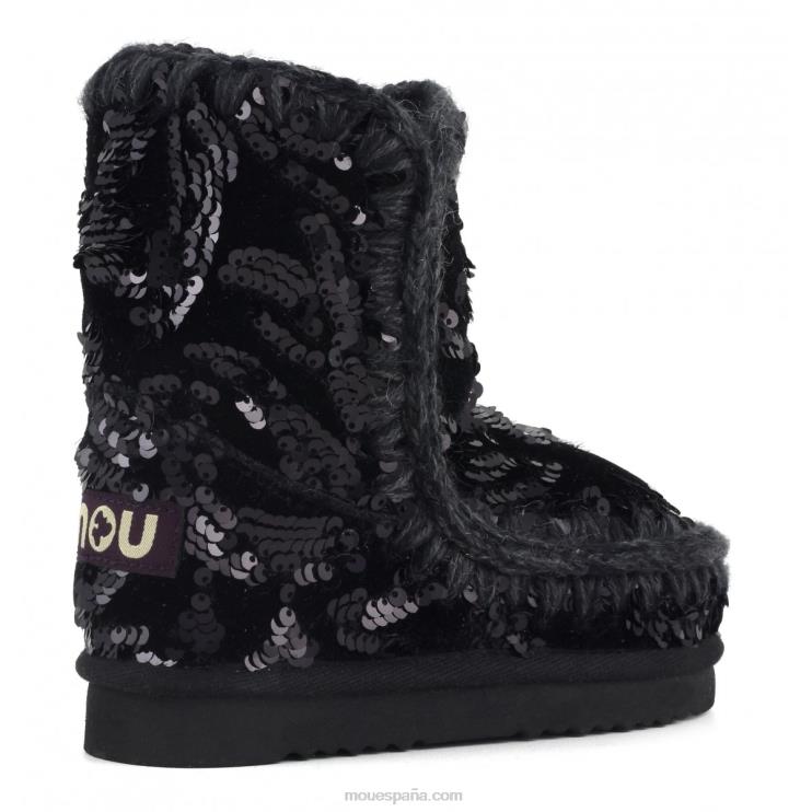 niños Lentejuelas de glamour de terciopelo esquimal Mou NN6RX846 lentejuelas iridiscentes azul negro sobre negro