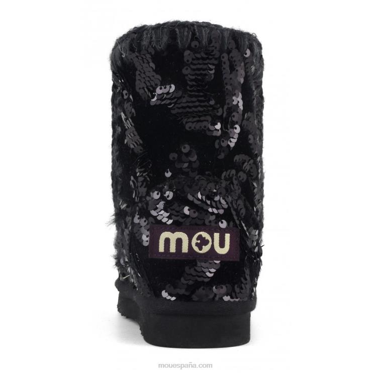 niños Lentejuelas de glamour de terciopelo esquimal Mou NN6RX846 lentejuelas iridiscentes azul negro sobre negro