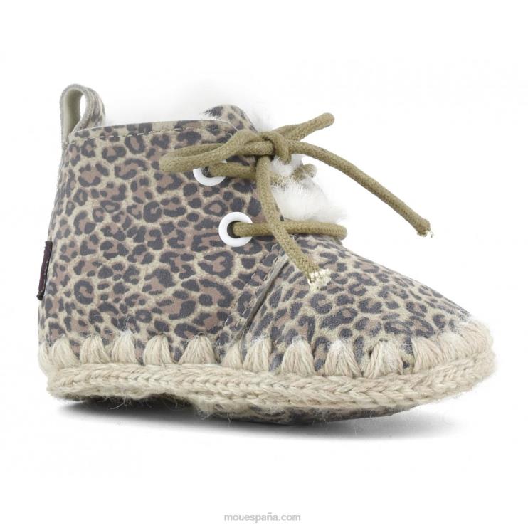 niños zapato infantil con cordones Mou NN6RX823 cuero de guepardo pequeño