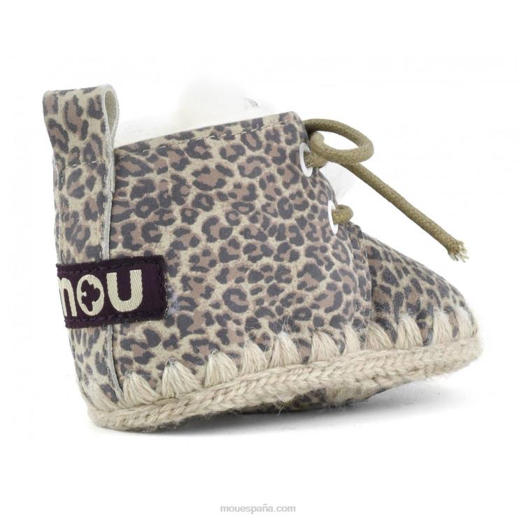 niños zapato infantil con cordones Mou NN6RX823 cuero de guepardo pequeño