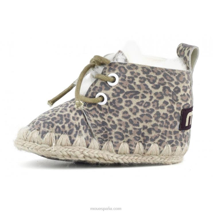 niños zapato infantil con cordones Mou NN6RX823 cuero de guepardo pequeño