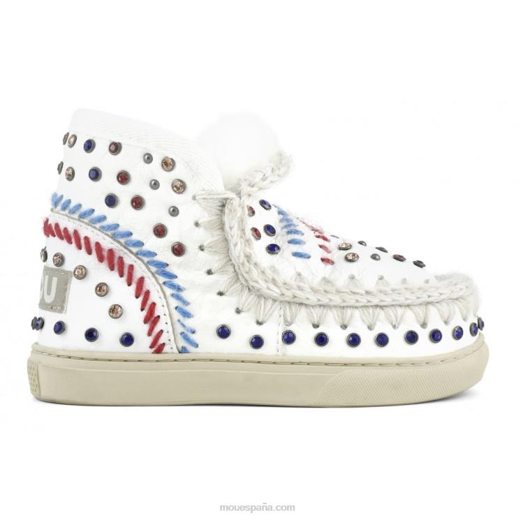 niños zapatillas esquimales tachuelas y punto Mou NN6RX797 blanco ceroso