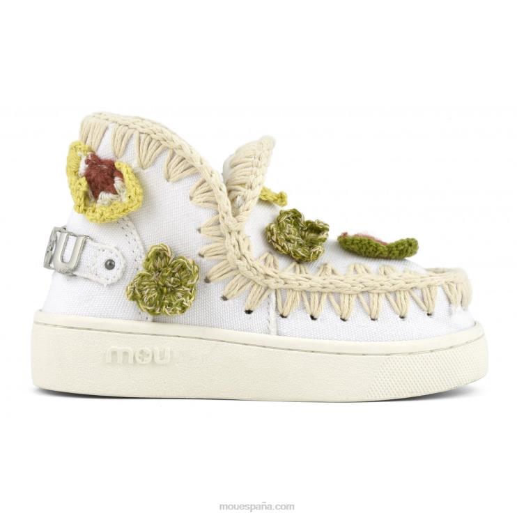 niños mariposas de ganchillo de zapatilla esquimal de verano Mou NN6RX786 blanco lona-metal logo dorado