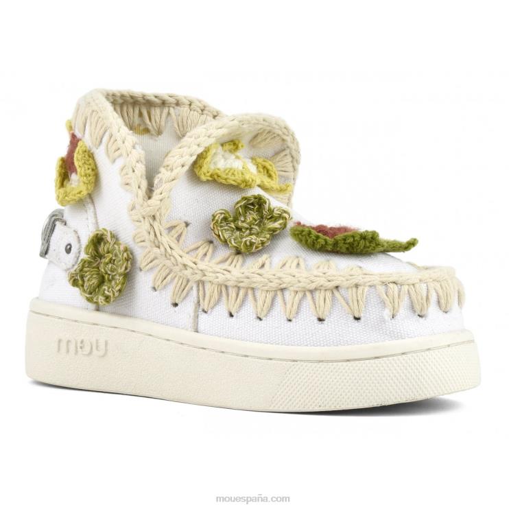 niños mariposas de ganchillo de zapatilla esquimal de verano Mou NN6RX786 blanco lona-metal logo dorado