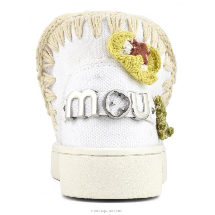 niños mariposas de ganchillo de zapatilla esquimal de verano Mou NN6RX786 blanco lona-metal logo dorado