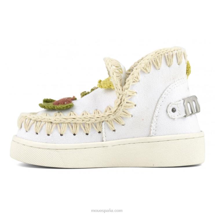 niños mariposas de ganchillo de zapatilla esquimal de verano Mou NN6RX786 blanco lona-metal logo dorado