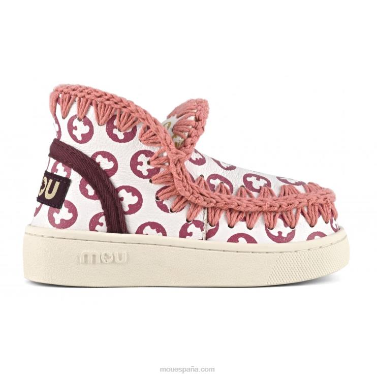 niños zapatillas esquimales estampadas Mou NN6RX781 blanco con estampado de peonias